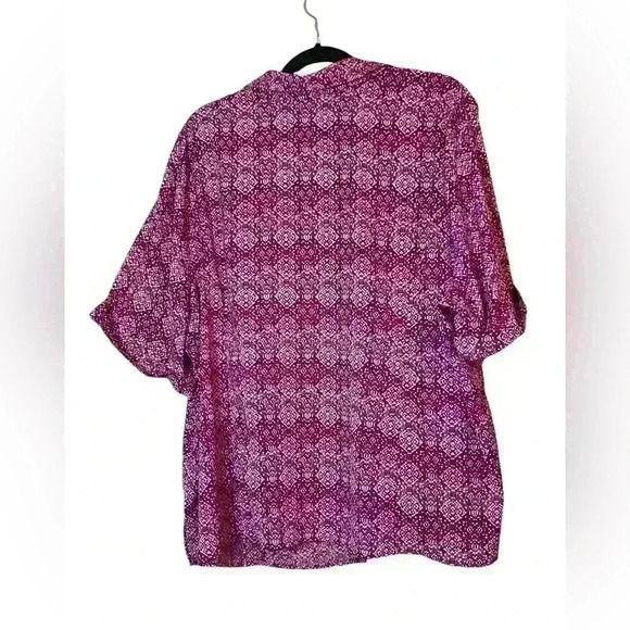 Catherines Business Casual Button Up Short Sleeved Pink Blouse Size 3XWP - Picture 4 of 9